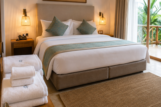 Hotel room with worn mattress and aged linen illustrating the revenue cost of delayed replacement for Zanzibar hotel owners — Atlas Hospitality Supply, Zanzibar's specialist in commercial mattresses and hospitality linen